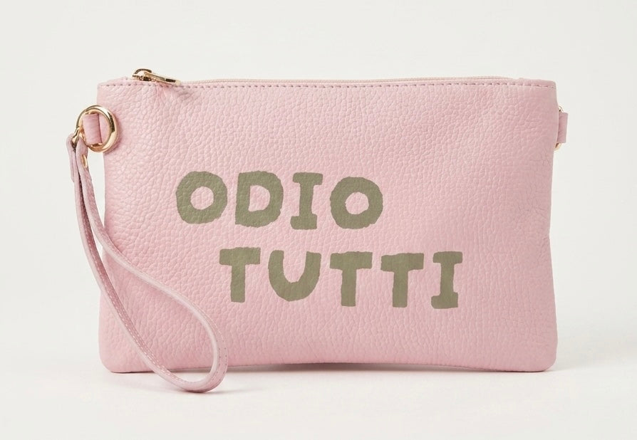 Pochette Pelle Rosa Cipria DILLOKOSì Odio Tutti