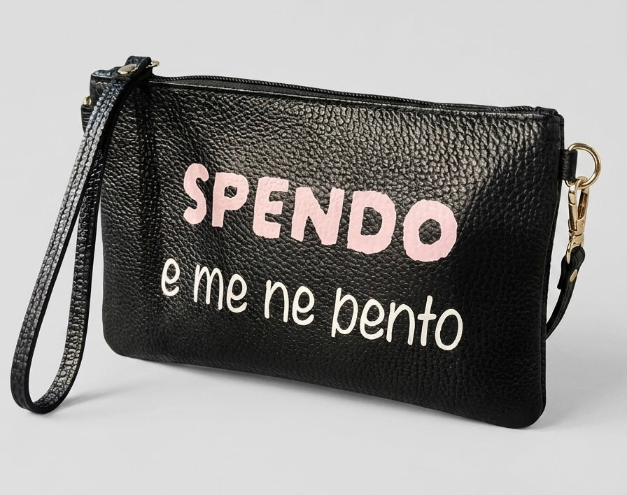 Pochette Pelle Nera DILLOKOSì Spendo e Me Ne Pento