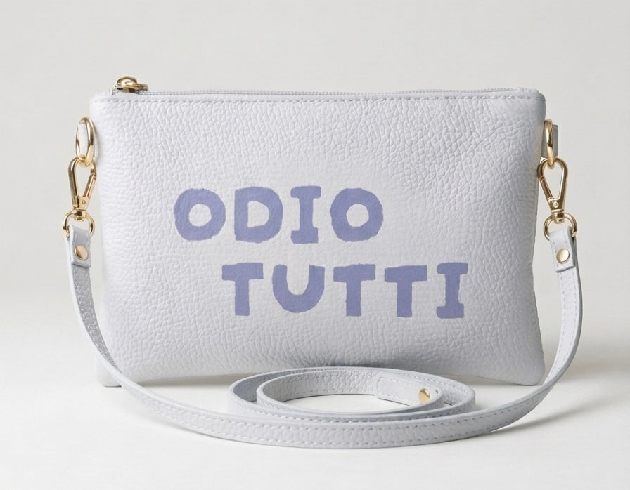 Pochette Pelle Azzurro DILLOKOSì Odio Tutti