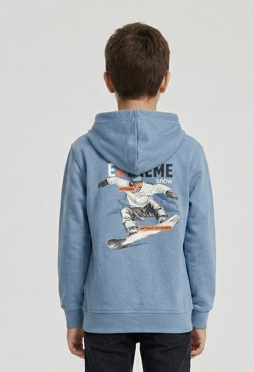 Felpa Felpata con Zip e Cappuccio Extreme Azzurro