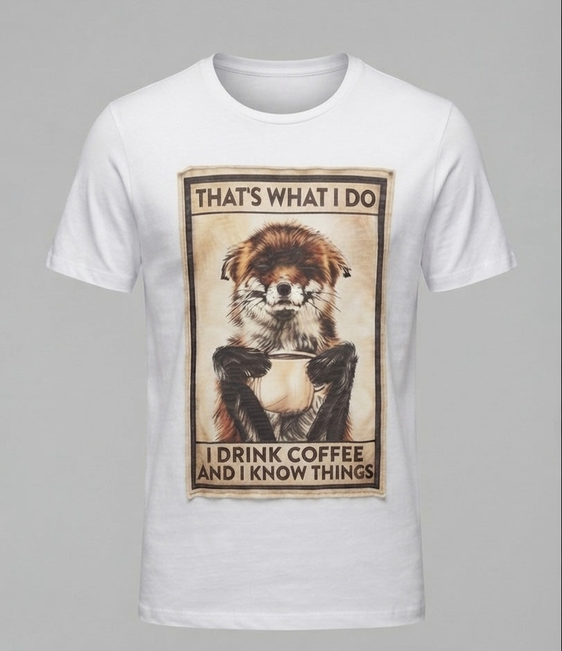 T-Shirt Patch Drink Coffee Fox