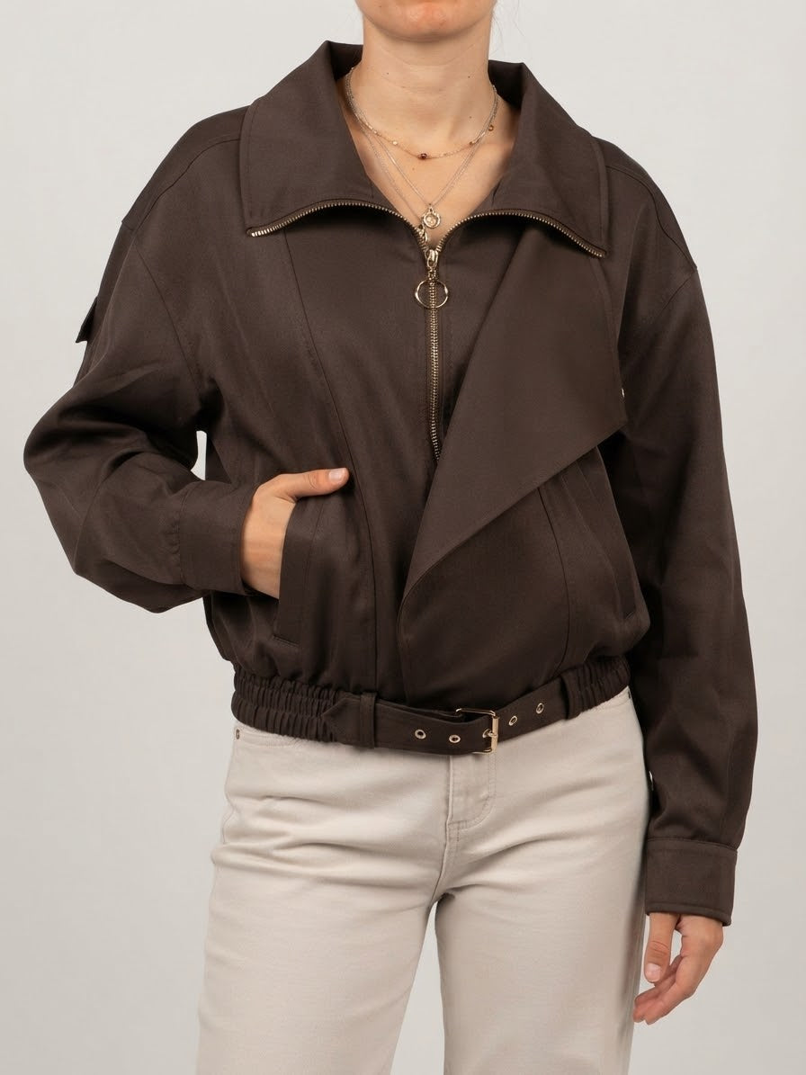 Giubbotto Donna Oversize Kira Marrone Cioccolato