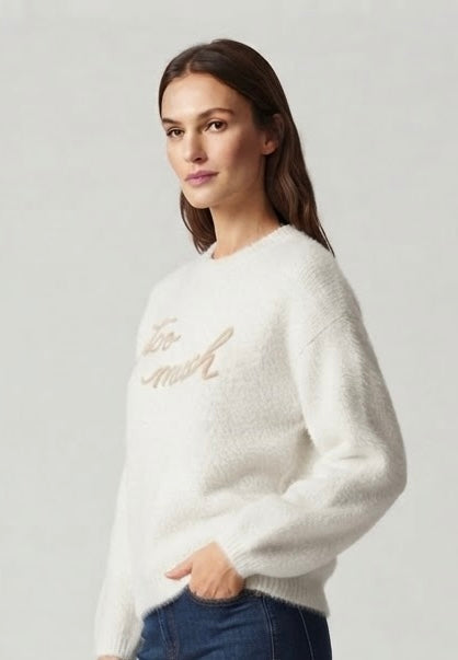 Maglione Girocollo London Scritta Ricamata Panna