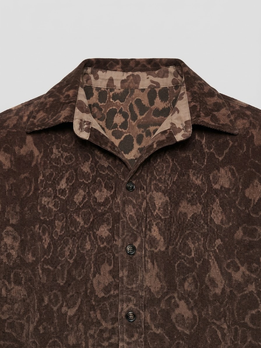 Camicia Dakota Velluto Costine Leopardata