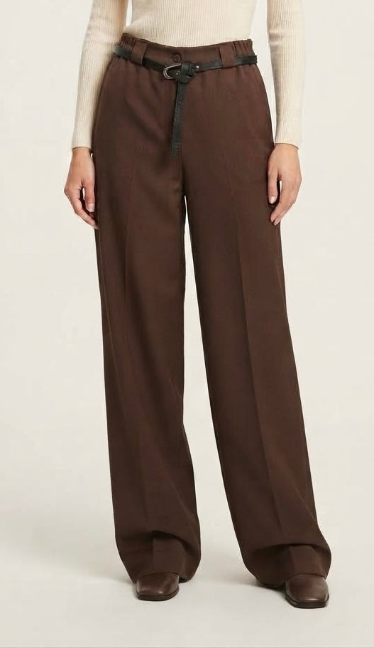 Pantalone Harper Palazzo Sartoriale Marrone