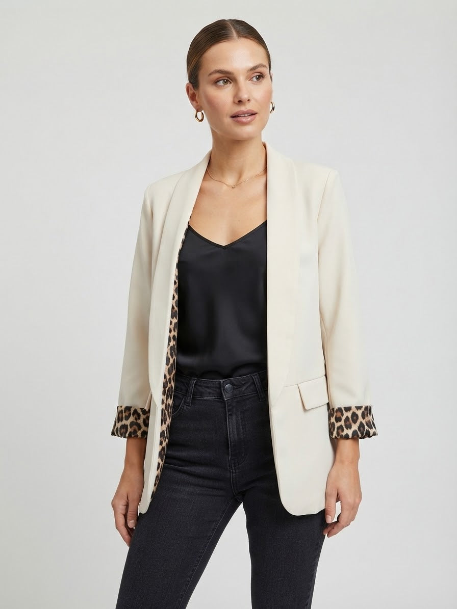 Blazer Parigi Leo Panna Con Fodera Leopardata