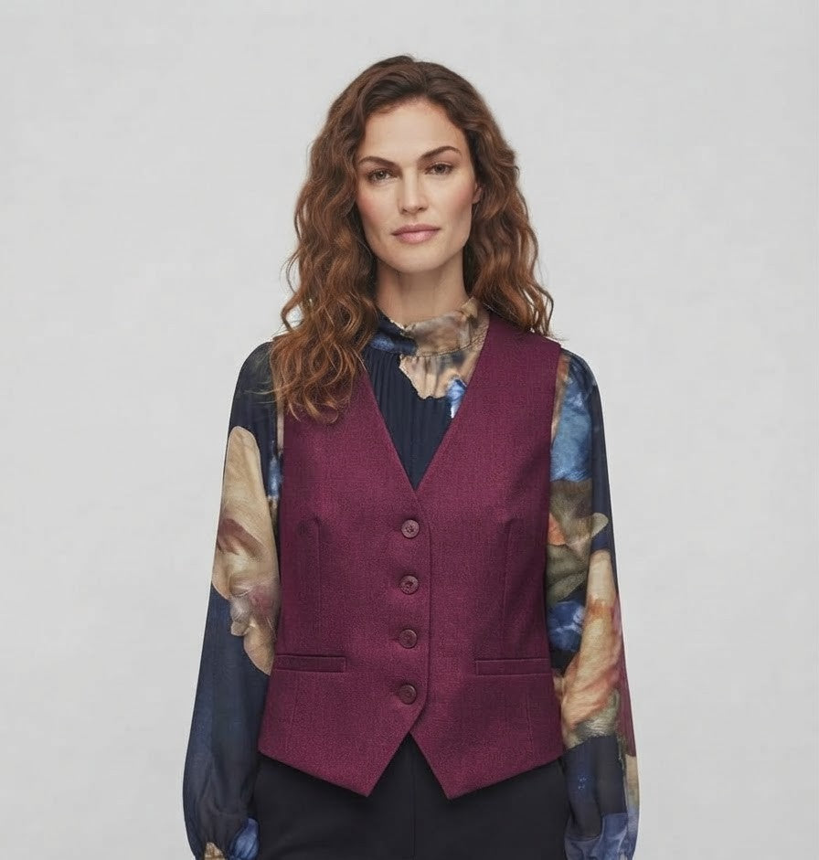 Gilet Harper Sartoriale Monopetto Prugna