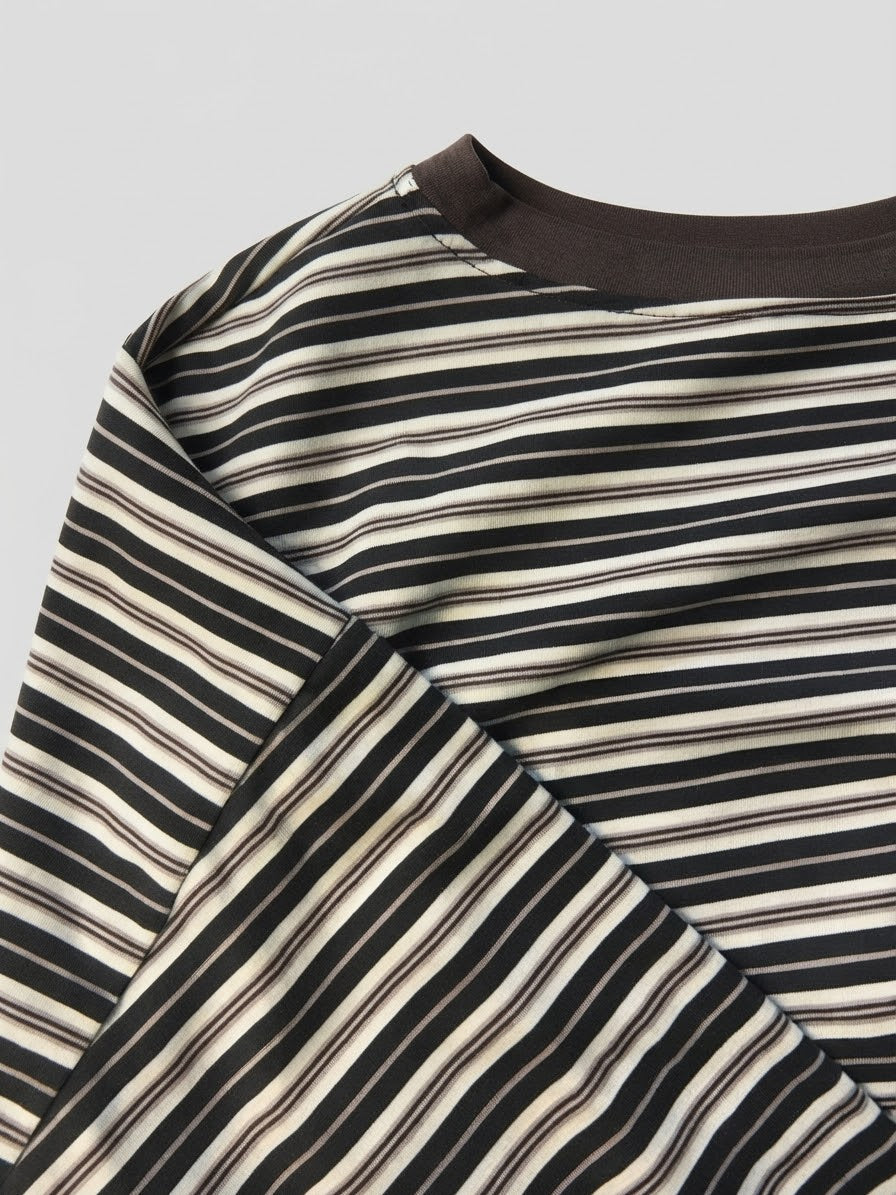 Maglia a Manica Lunga Eiffel a Righe Marrone Viscosa