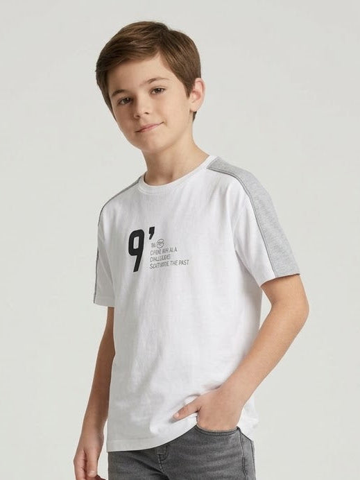 T-Shirt Seattle Color Block Bianco e Grigio