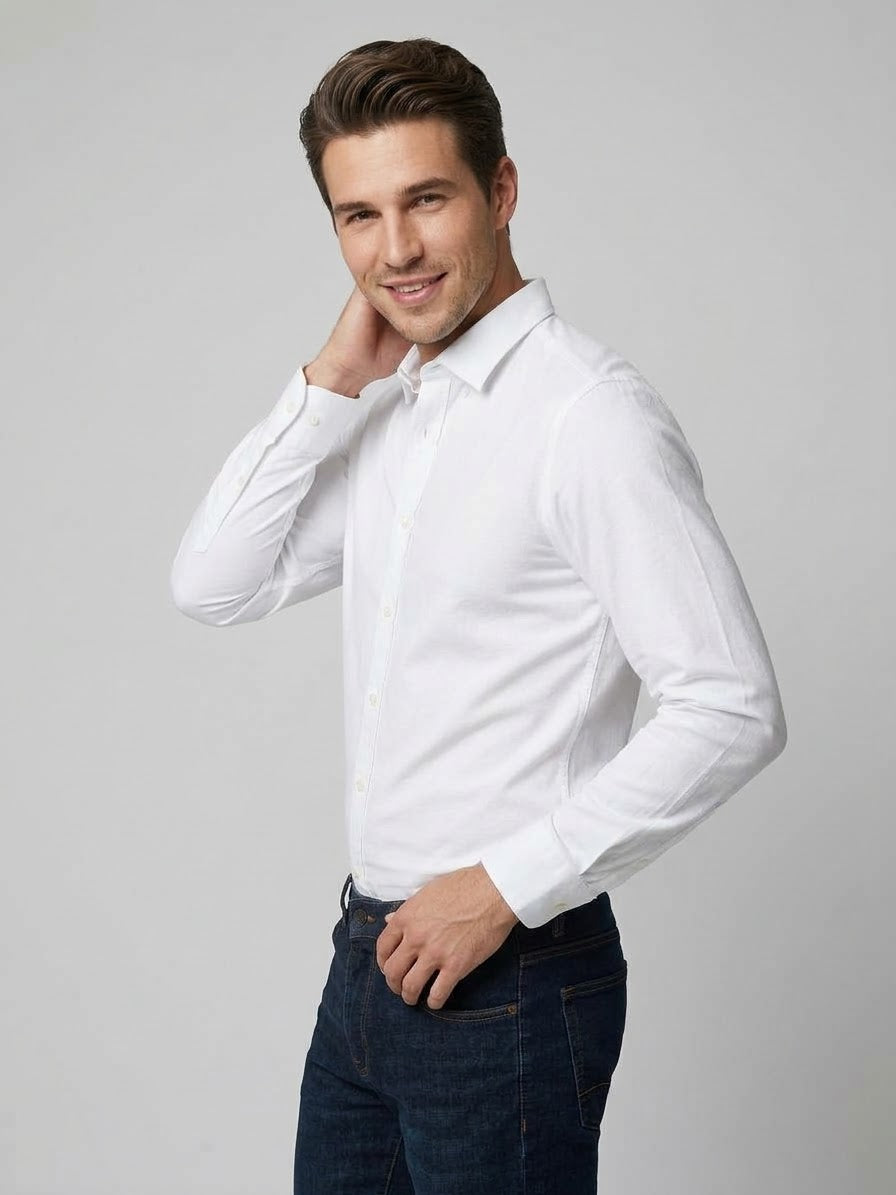 Camicia Uomo Cambridge Cotone Bianco