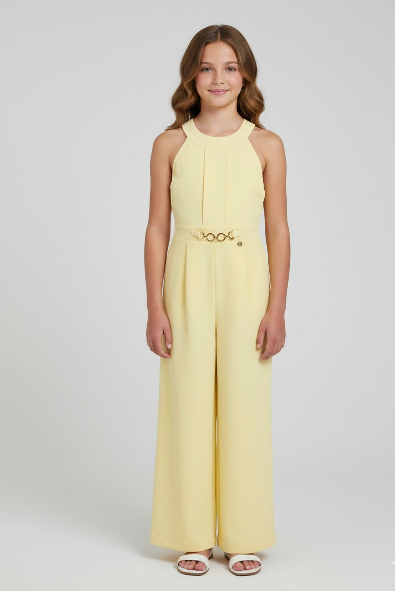 Jumpsuite Yours Giallo Pastello con Cintura Gold
