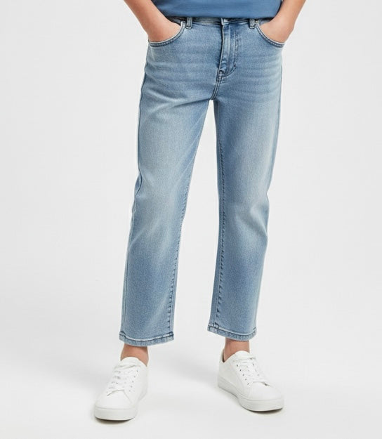 Jeans Slim-Straight Denim Azzurro Chiaro