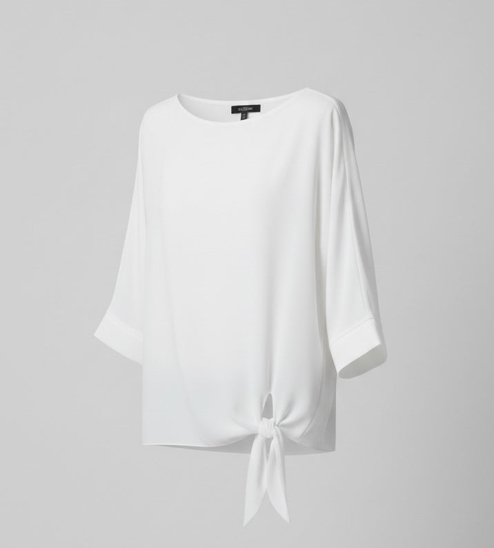 Blusa Sky Bianco con nodo asimmetrico