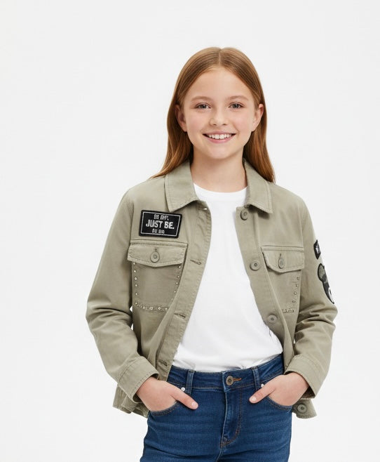 Giacca Army con Patch e Borchie