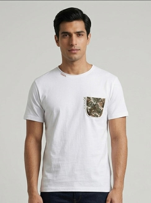 T-shirt Con Taschino Tropical Bianca