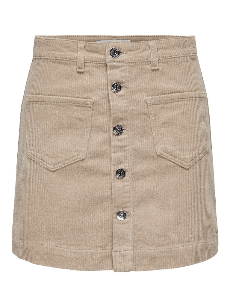 Gonna Corta Donna Miriam in Velluto a Costine Beige