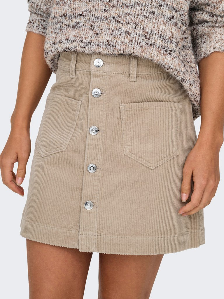 Gonna Corta Donna Miriam in Velluto a Costine Beige