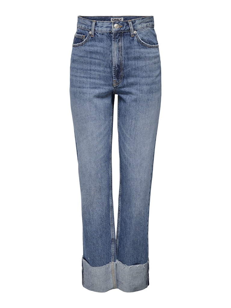 Jeans Only Riley Straight Medium Blu denim con risvolto