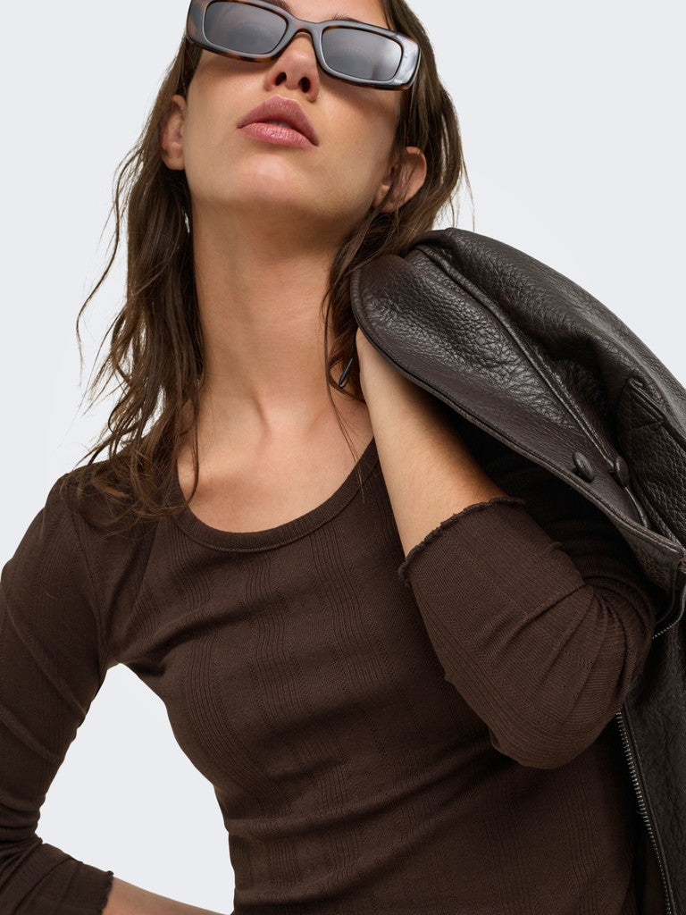 Maglia Donna Manica Lunga Tenna caffè