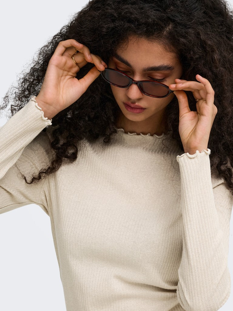 Maglia A Maniche Lunghe Lurex Only Emma miele