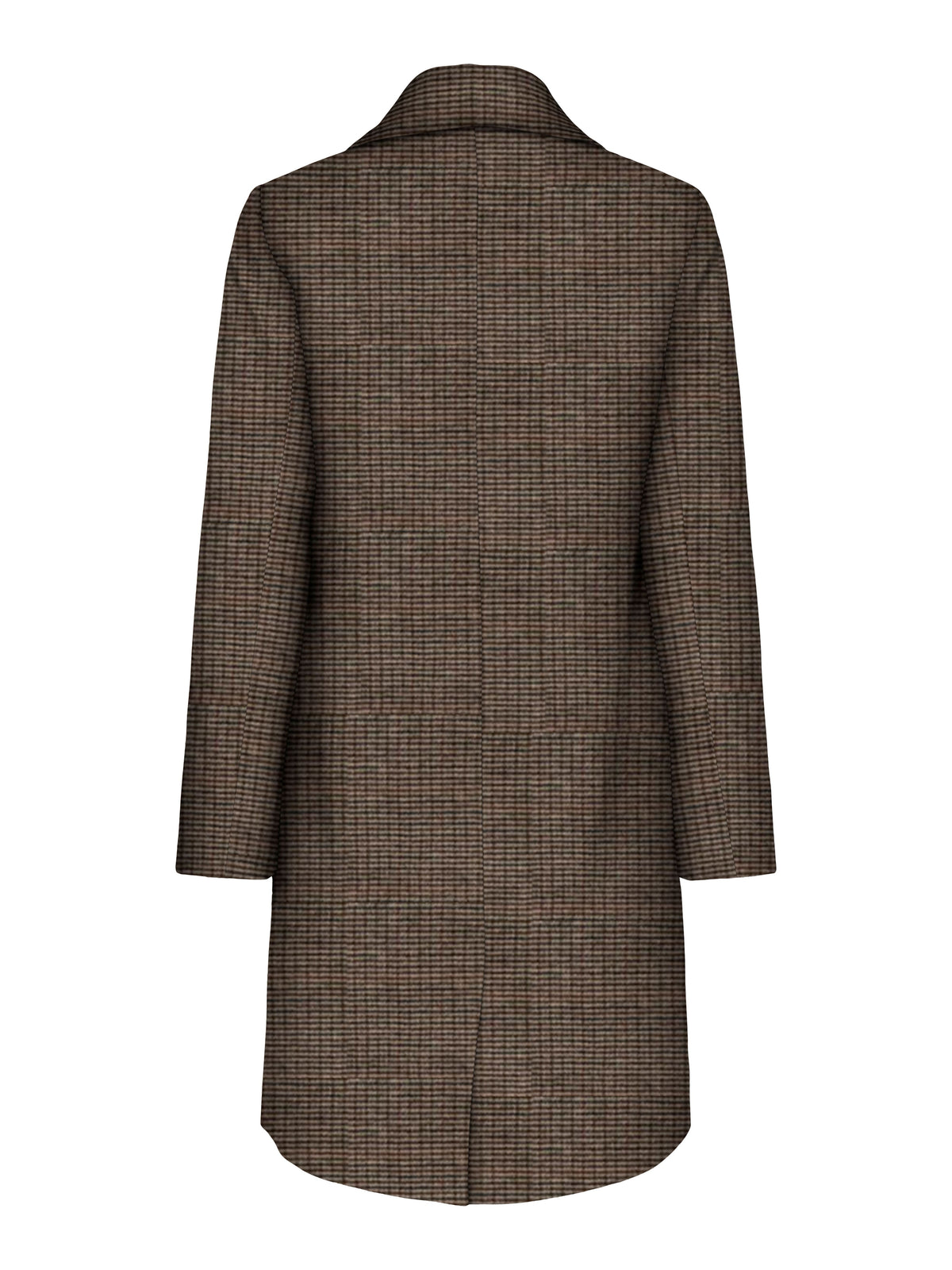 Cappotto Lungo Tenna Doppio Petto a Quadri Marrone