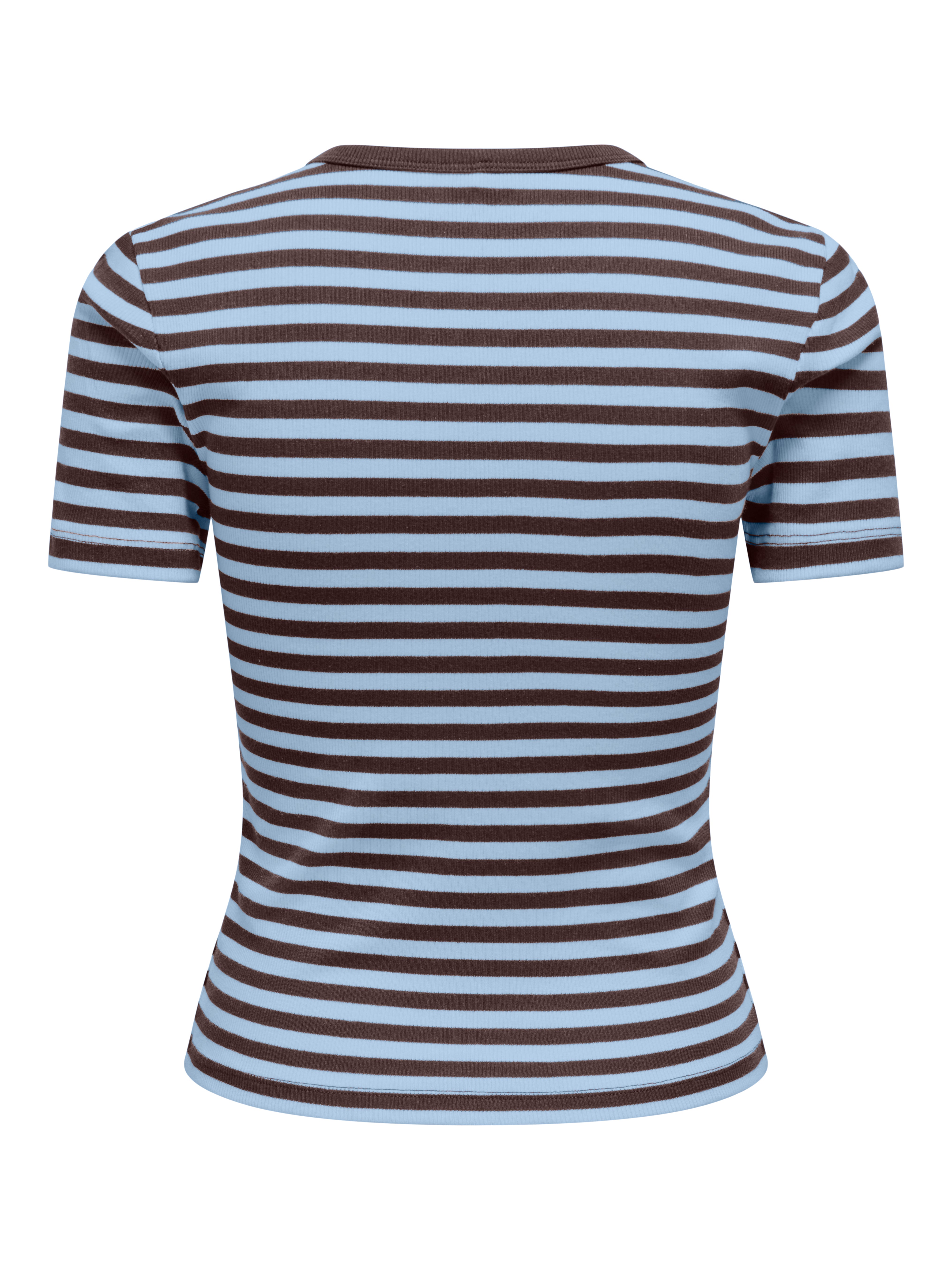 T-shirt Val a Righe Azzurro e Marrone Con Cuore