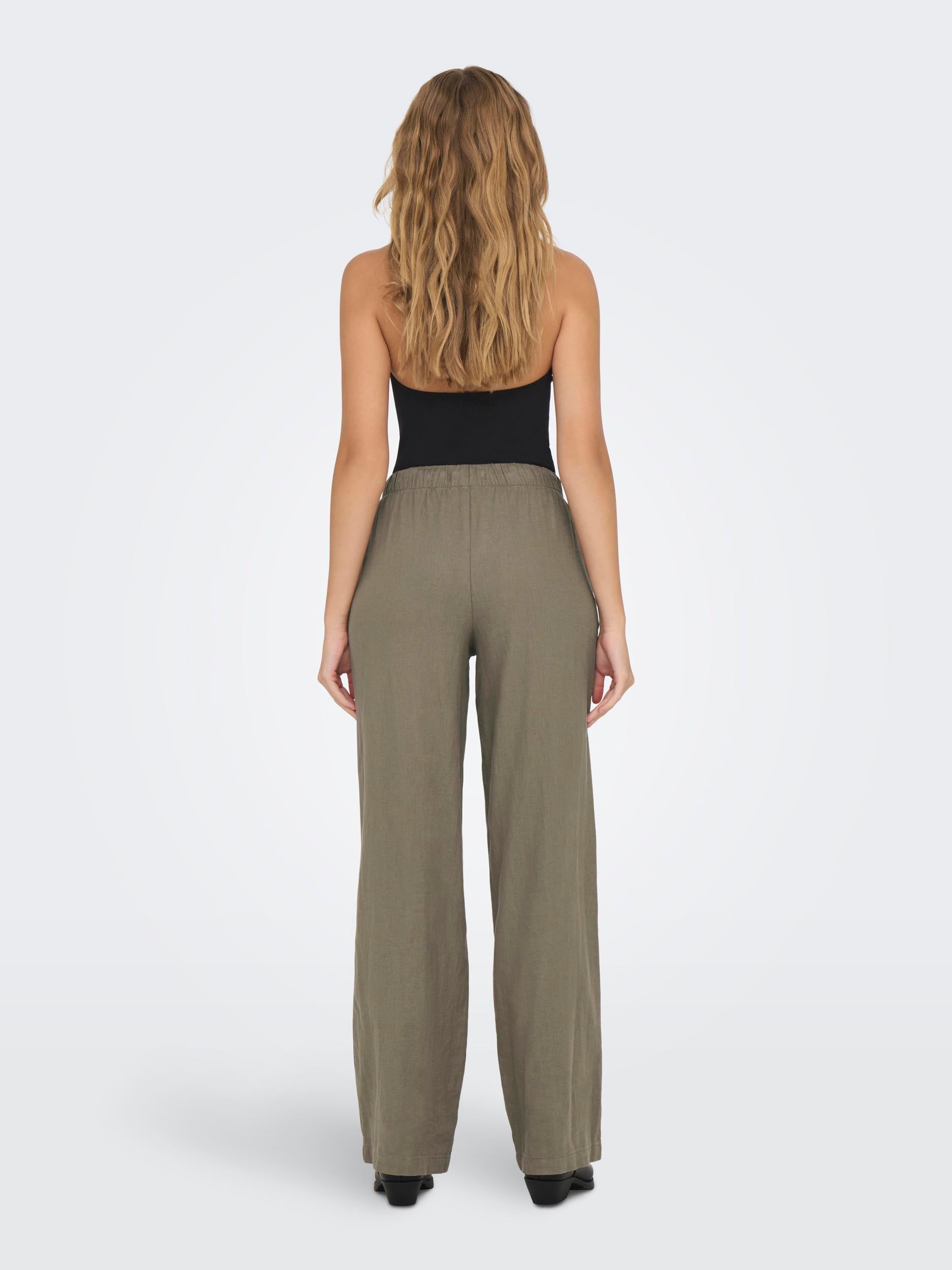 Pantalone Carom in lino marrone