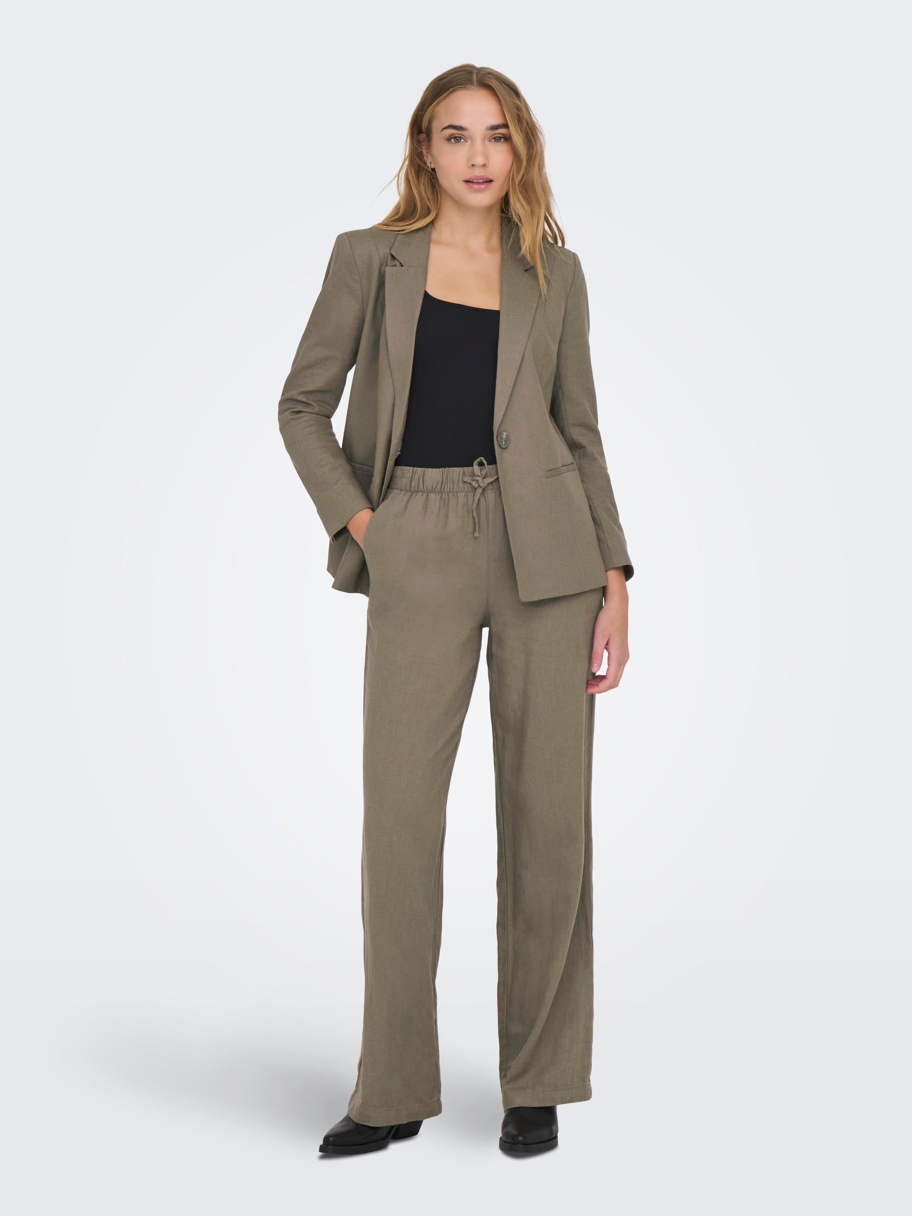 Pantalone Carom in lino marrone