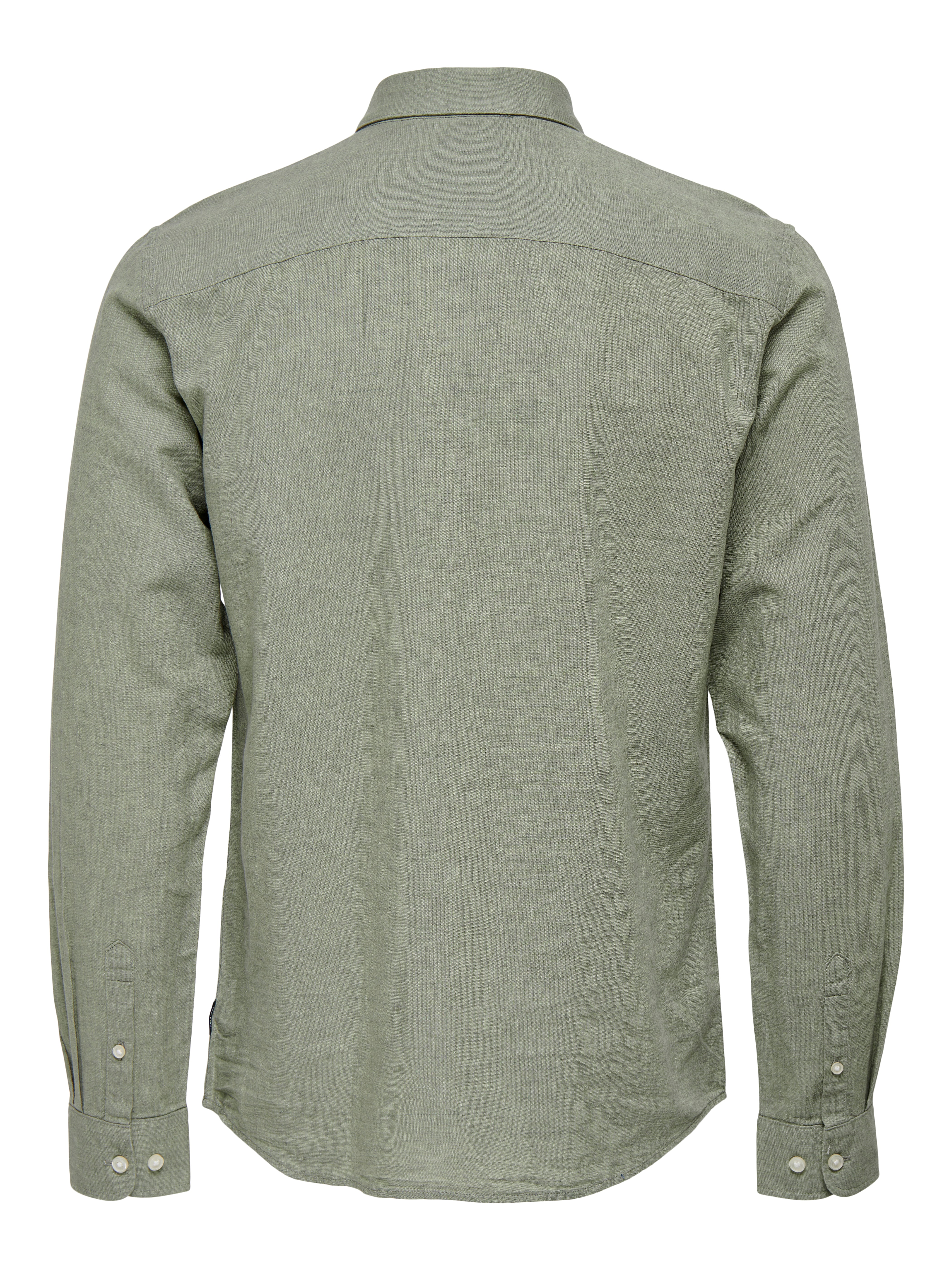 Camicia Caiden Misto Lino Verde Salvia con Colletto