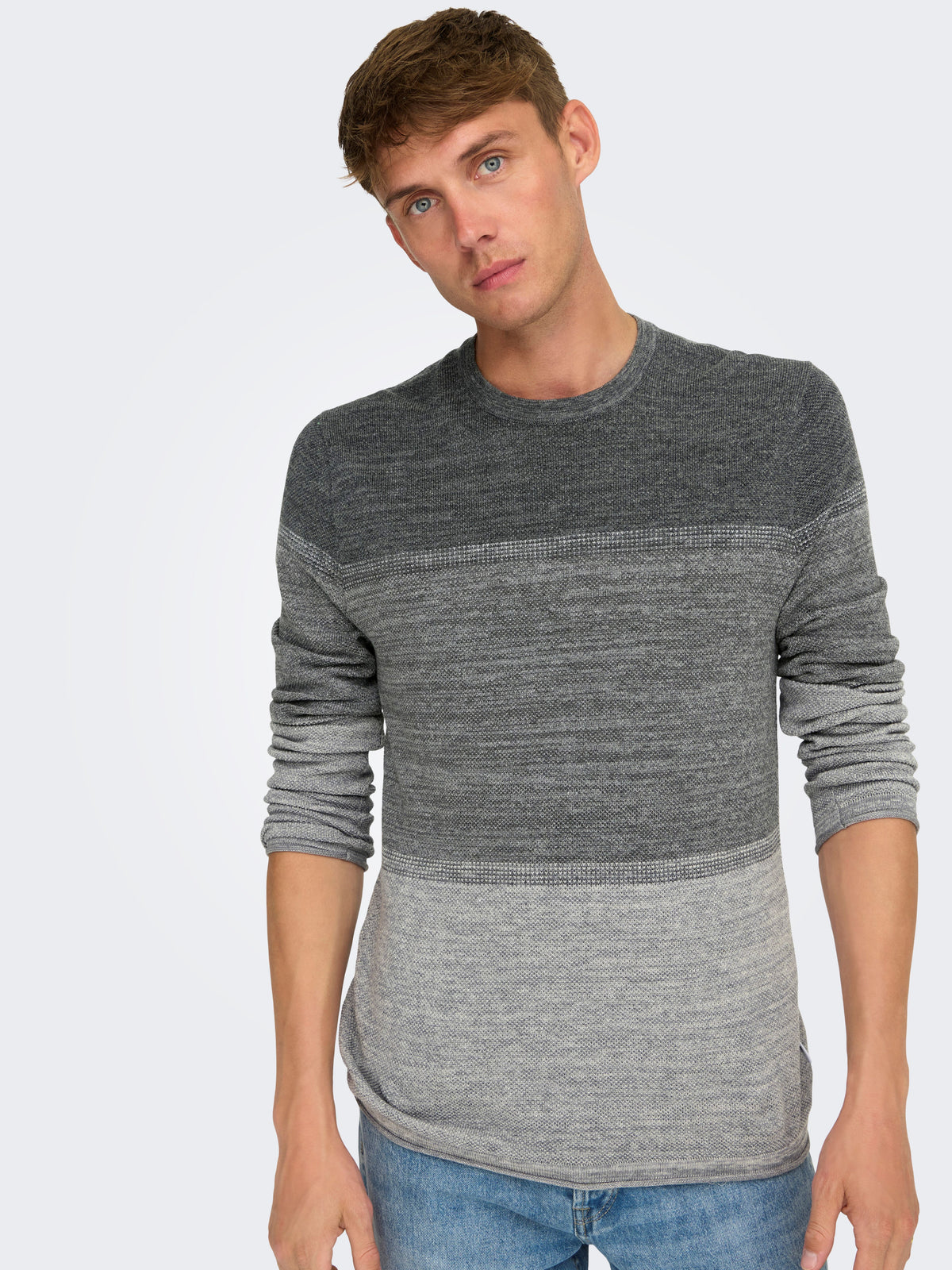 Maglione Felix Only and Sons Grigio Girocollo