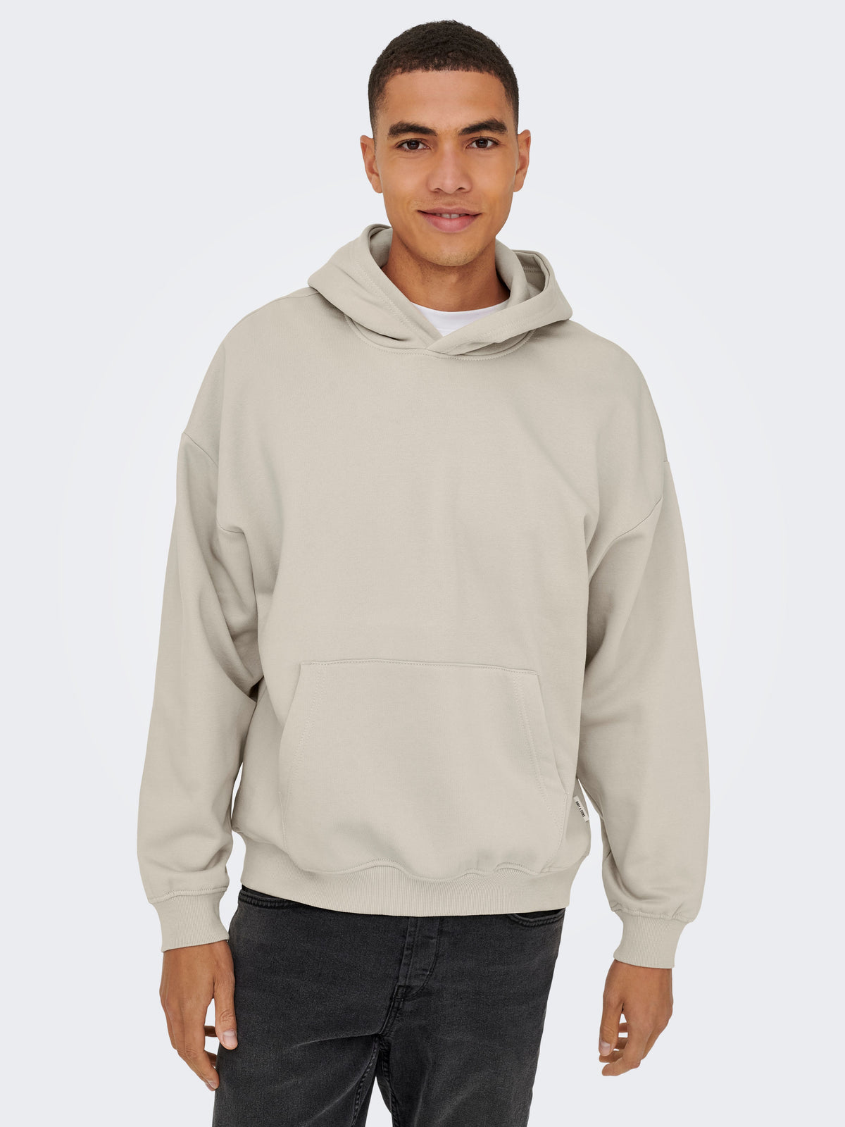 Felpa Uomo Felpata Only & Sons con Cappuccio Turner Loose Fit Beige Chiaro