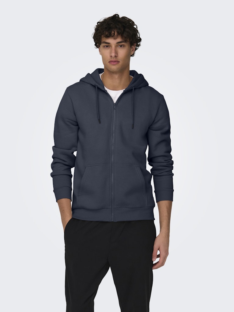 Felpa Only & Sons Basic Blu felpata