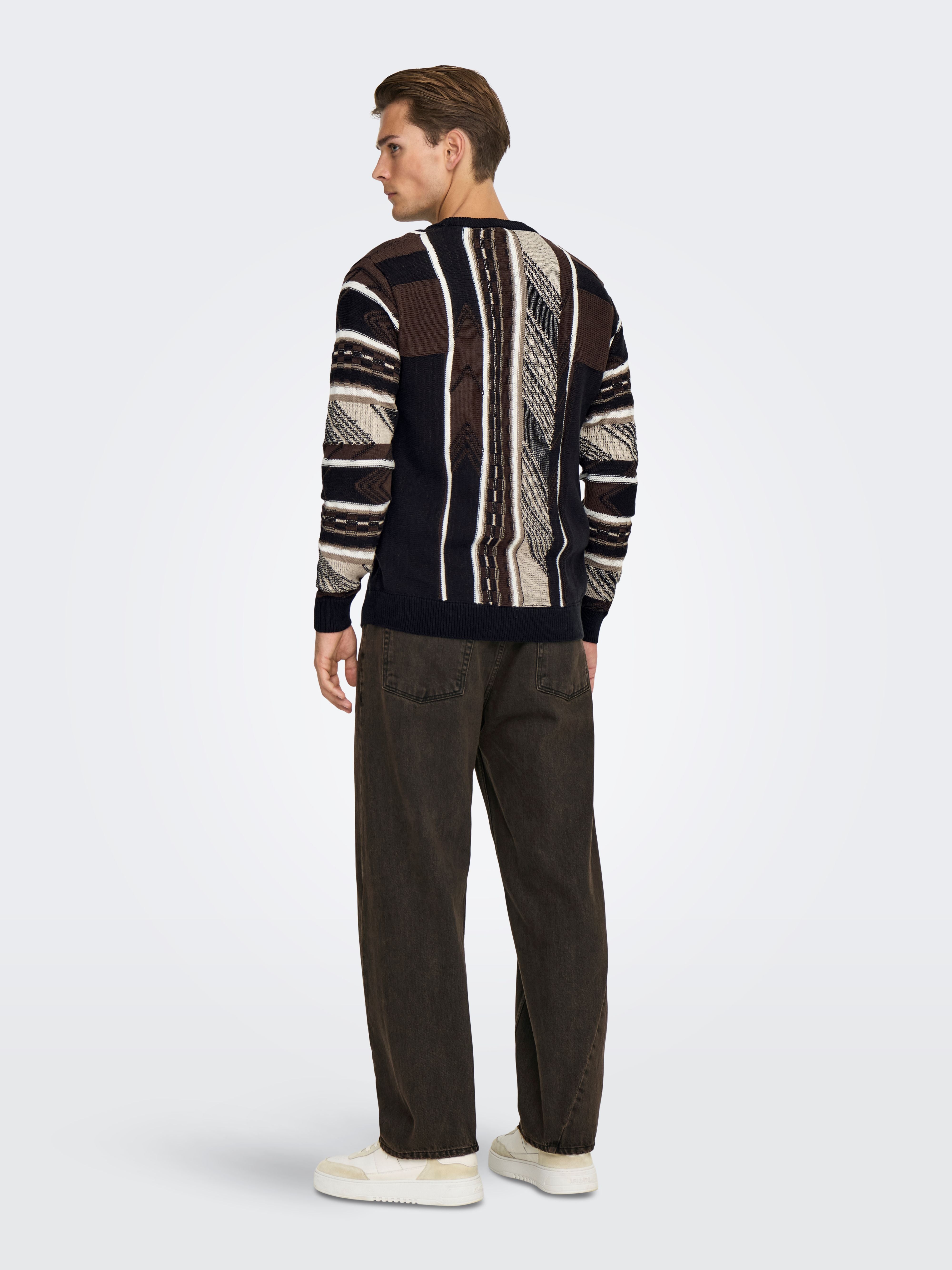 Maglione Only and Sons Crew Marrone