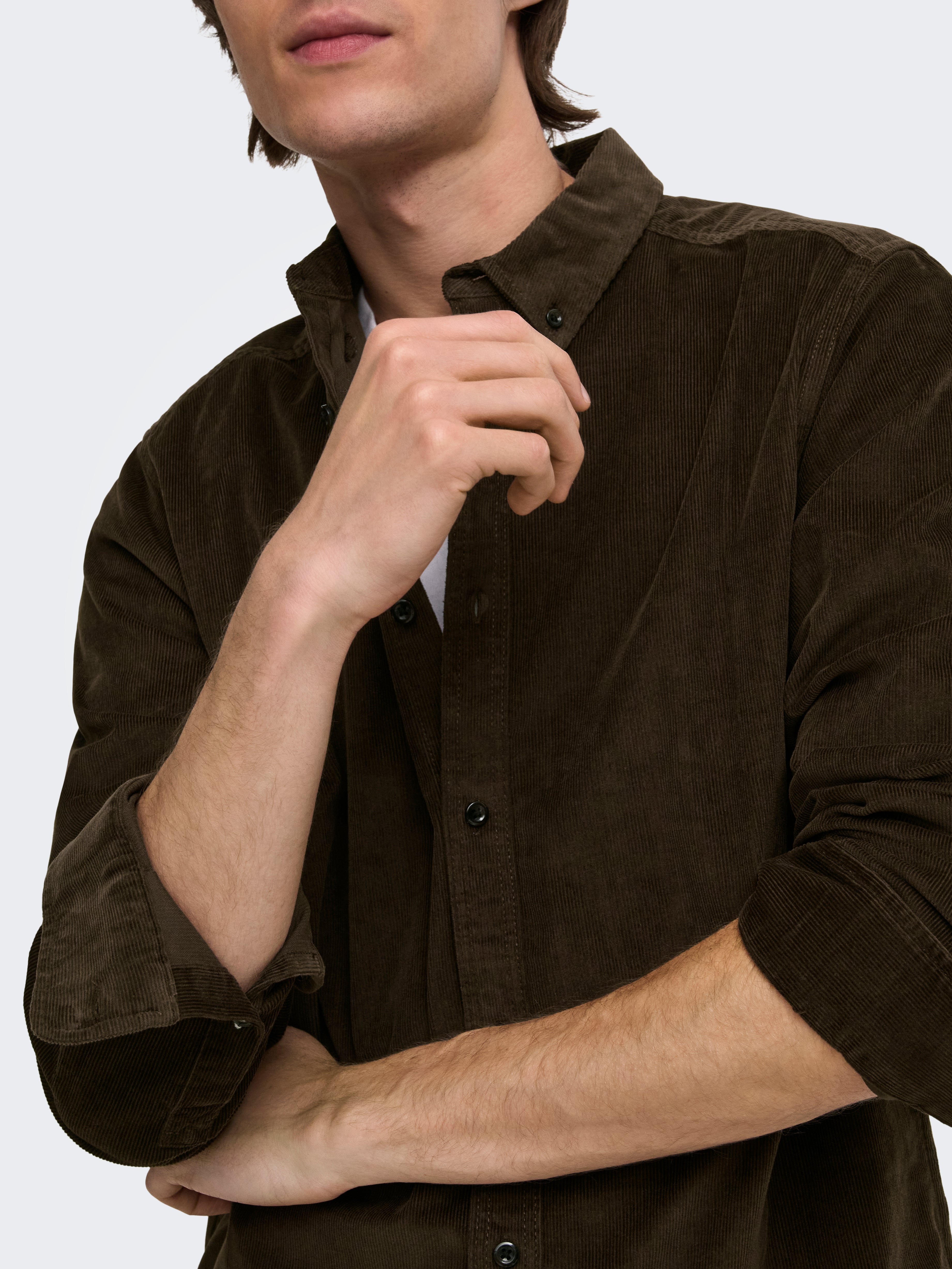 Camicia Michael Velluto Cioccolato a Costine