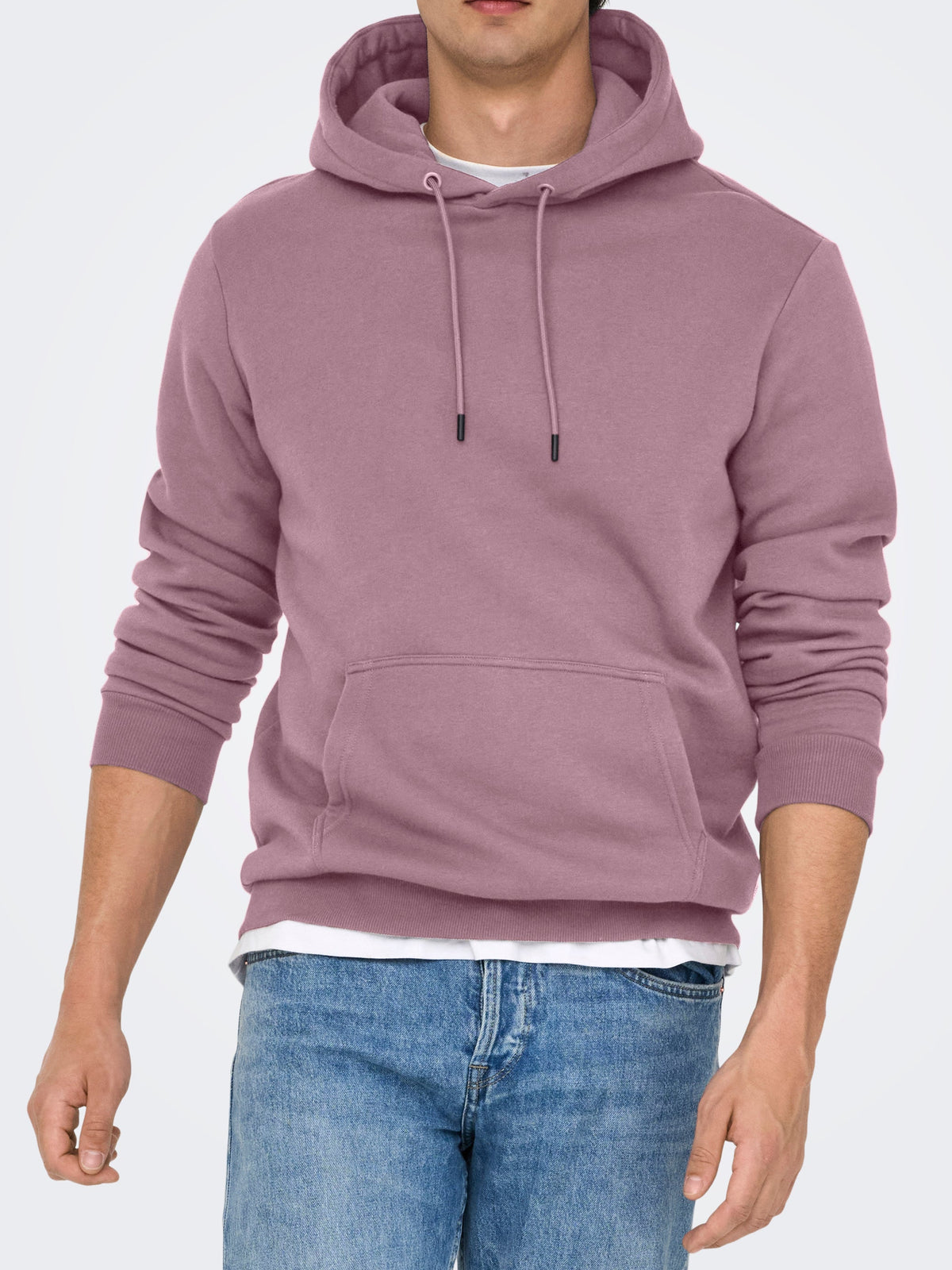 Felpa Uomo Felpata Only & sons con Cappuccio Ceres Rosa Malva