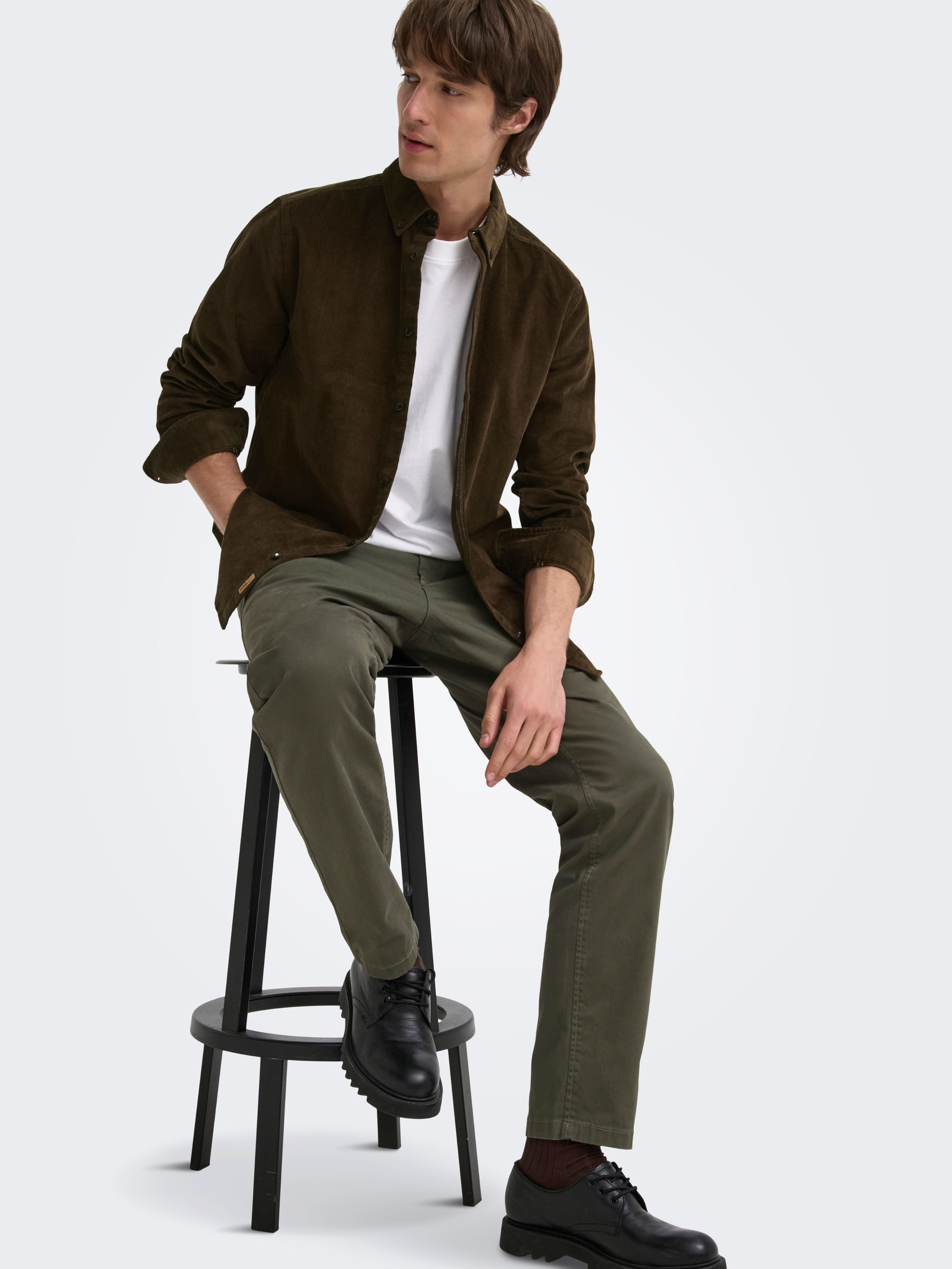 Pantaloni Chino Mark Verde Oliva in Twill