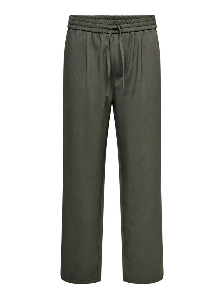 Pantaloni Uomo Will Only & Sons Verde Militare Loose Fit