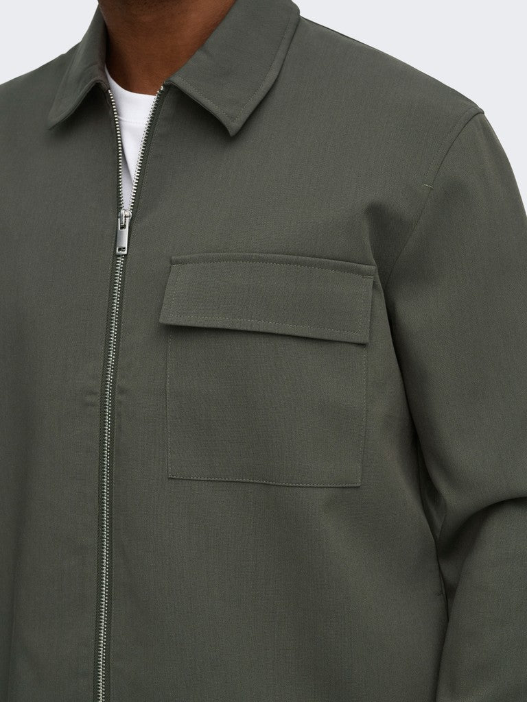 Giacca Camicia Uomo Will Only & Sons Verde Militare