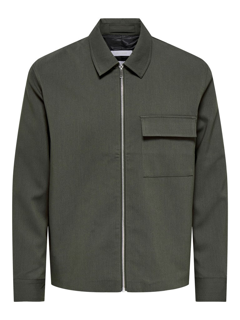 Giacca Camicia Uomo Will Only & Sons Verde Militare
