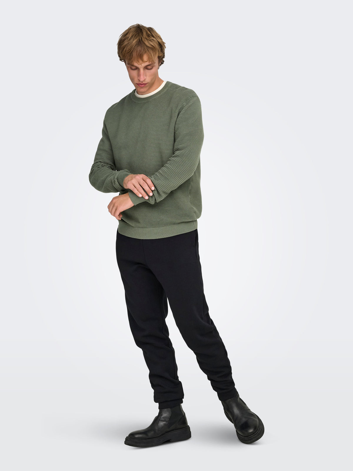 Maglione Ron Girocollo Cotone Verde Salvia