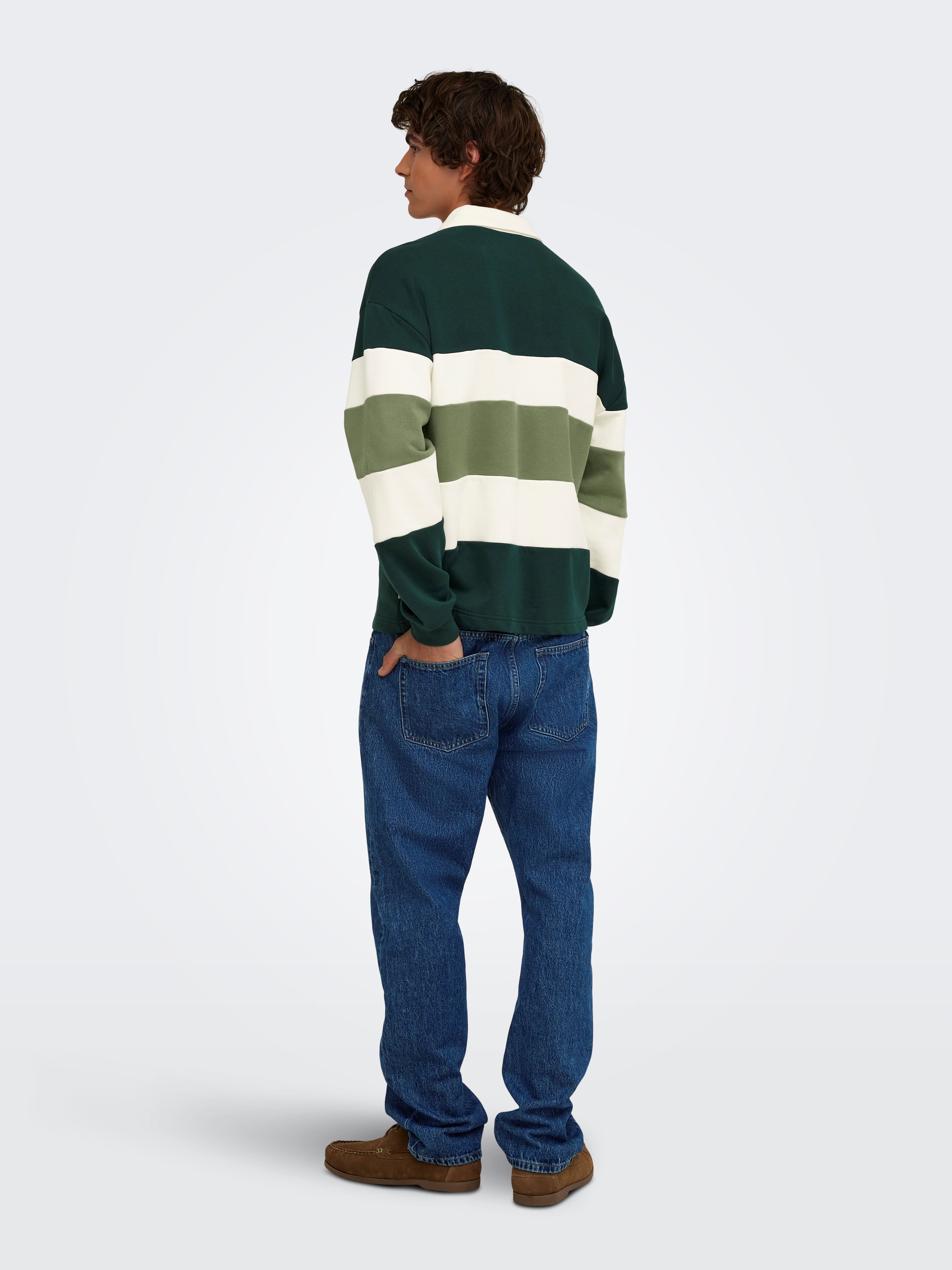 Felpa Polo Benedict Felpata a Righe Verde