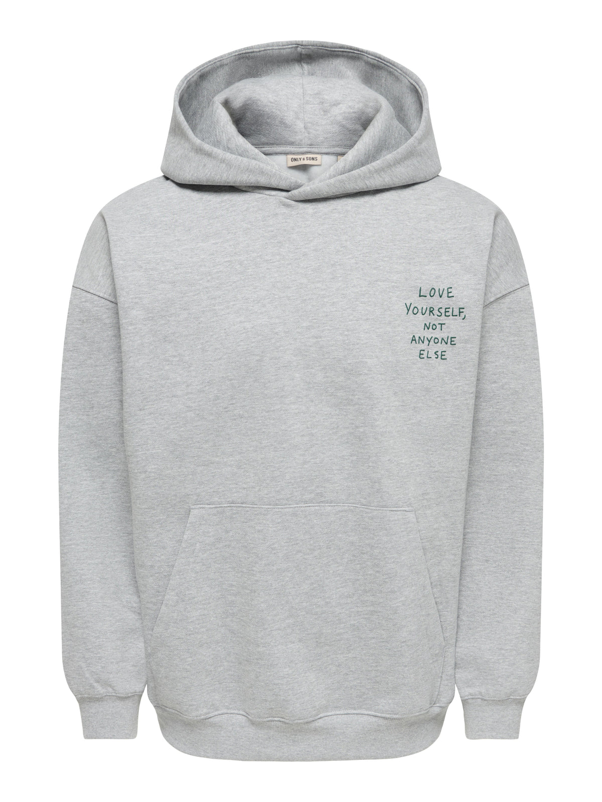 Felpa Henry Oversize con Cappuccio Grigio Chiaro Melange