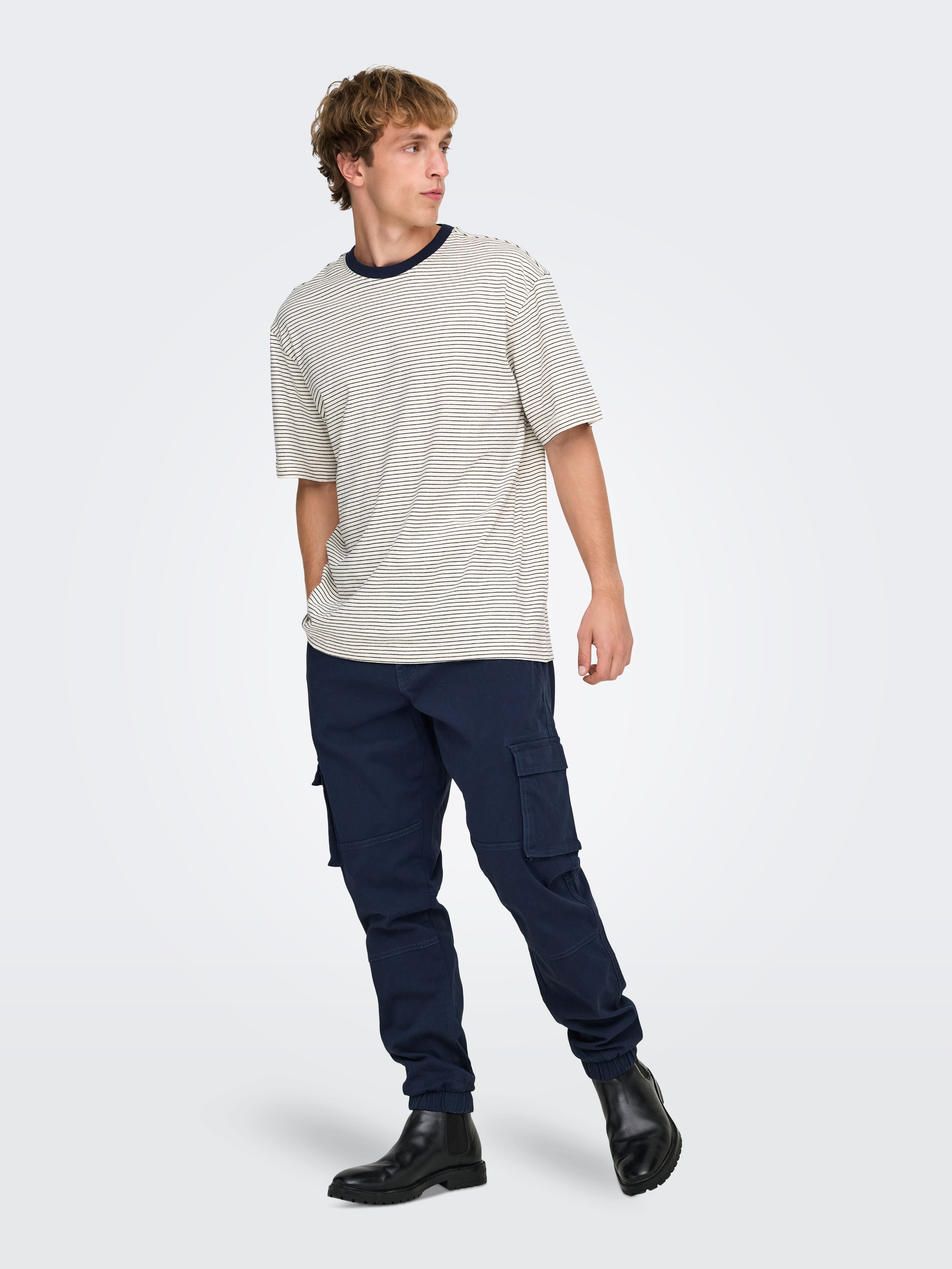 Pantalone Cargo Luc Blu Tapered Fit Twill