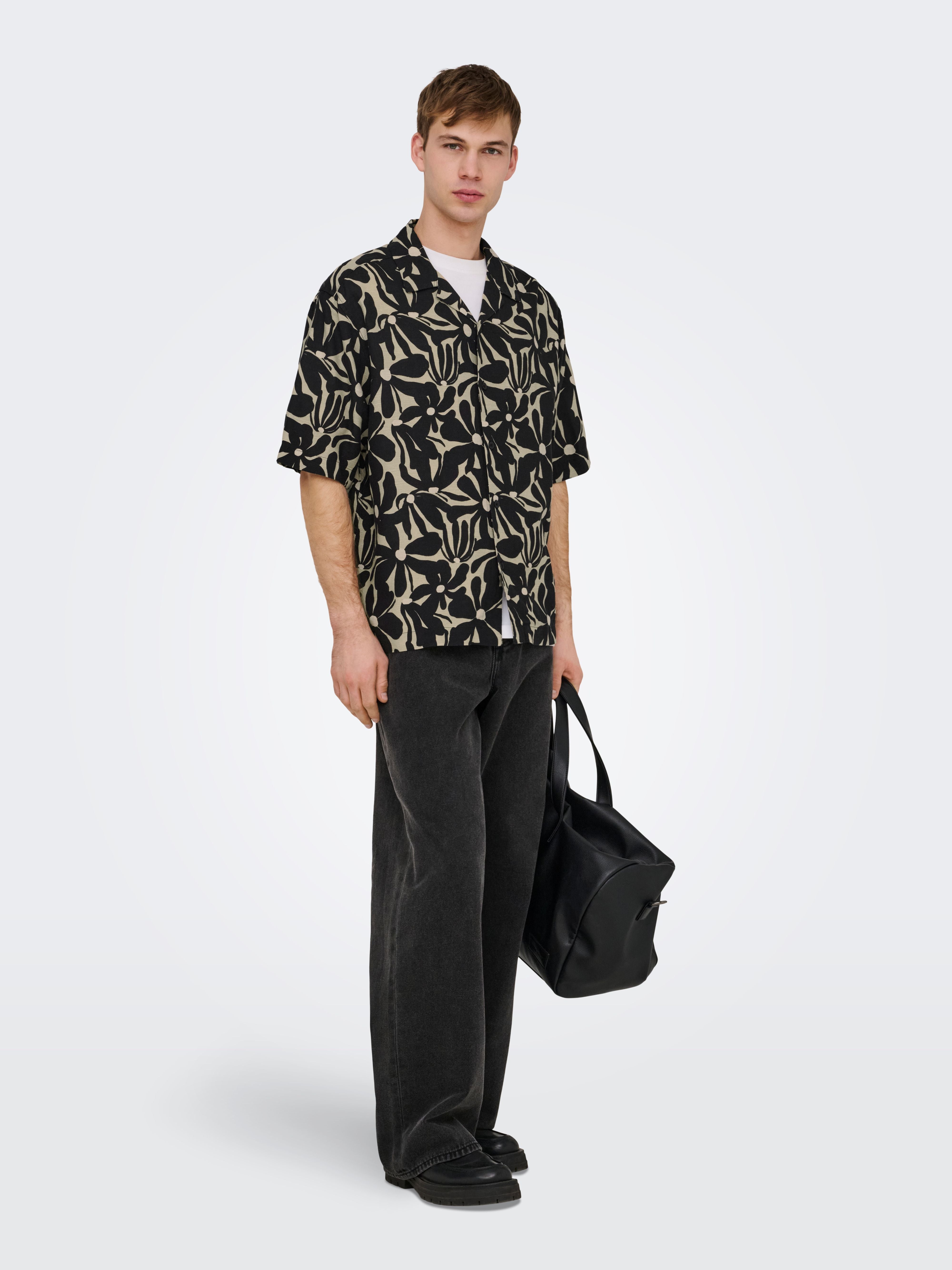 Camicia a Maniche Corte Harvi Mono Floral