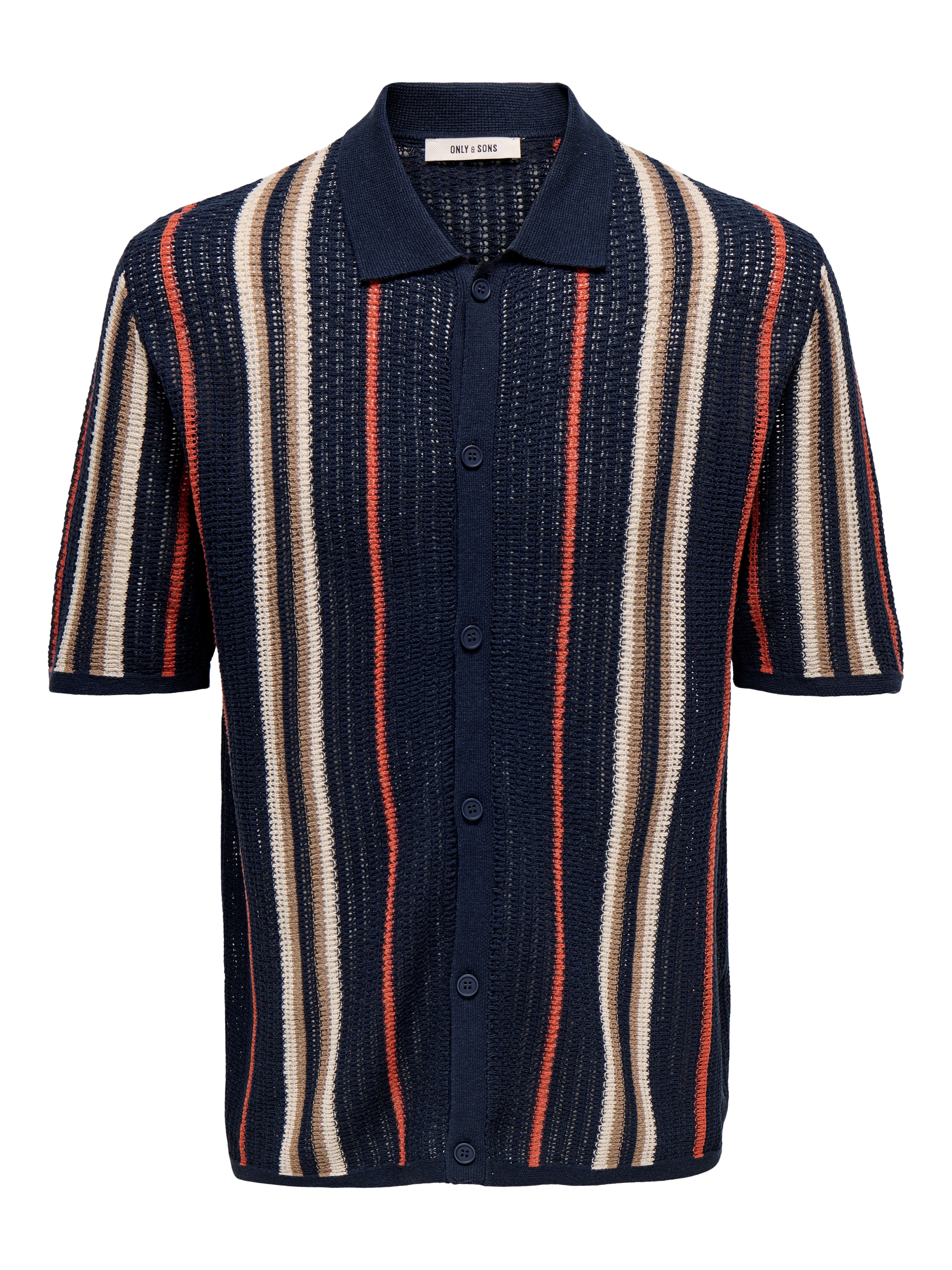 Polo Leon a Righe Blu e Sabbia