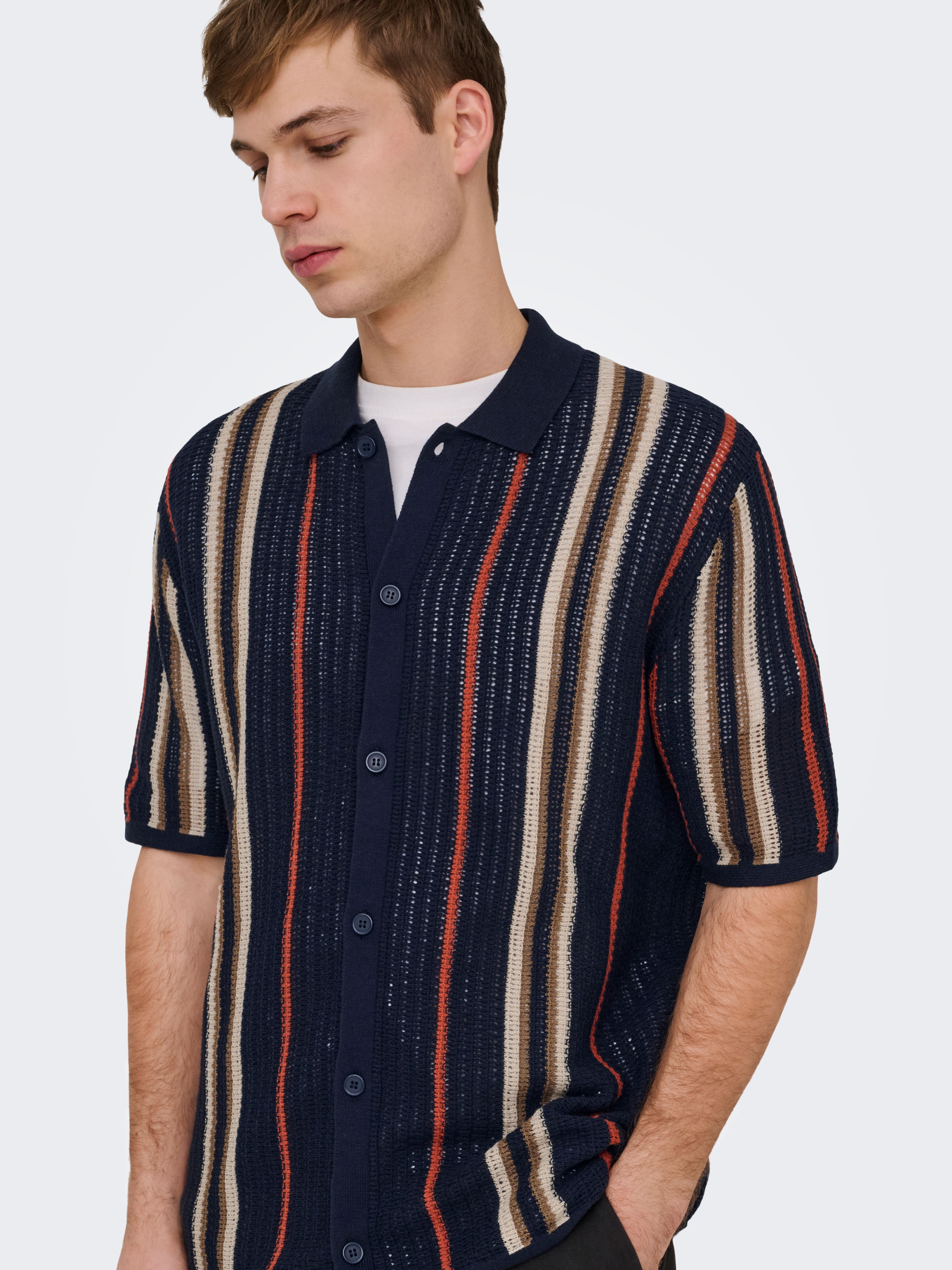 Polo Leon a Righe Blu e Sabbia