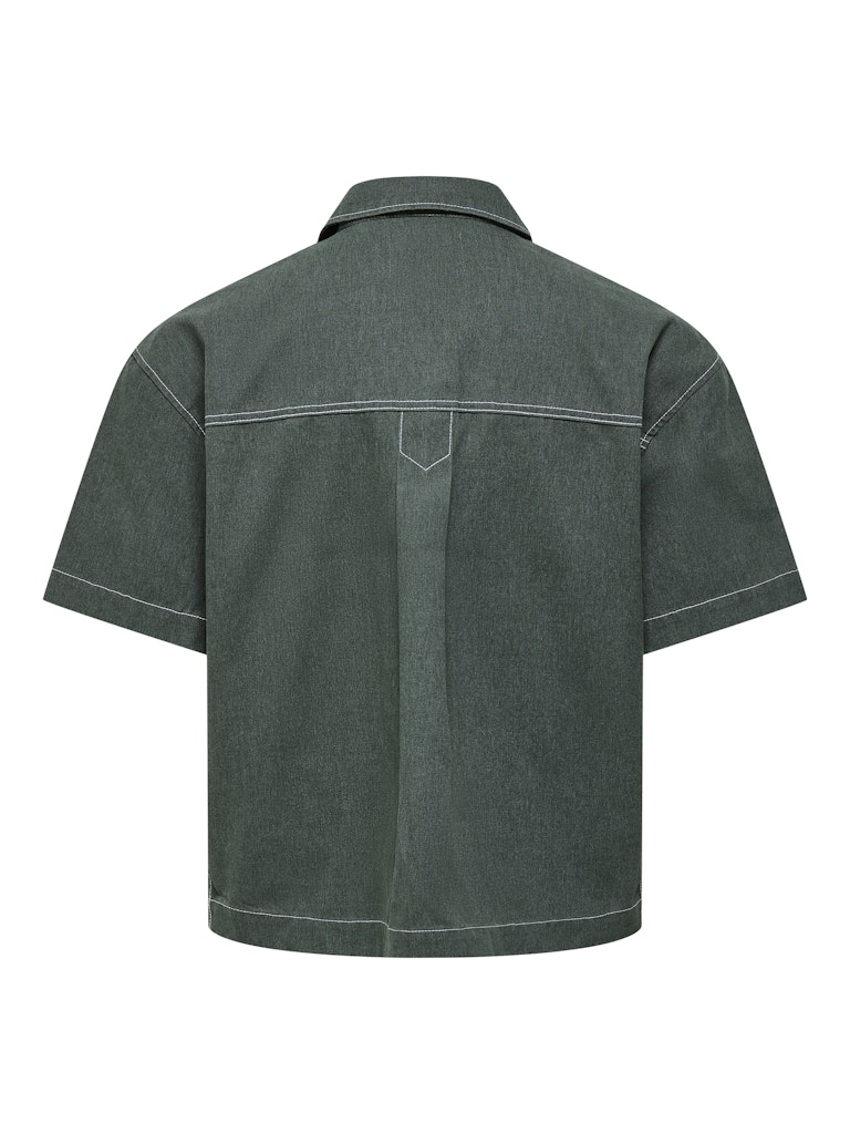 Camicia Zeland in jeans leggero Dark green maniche corte