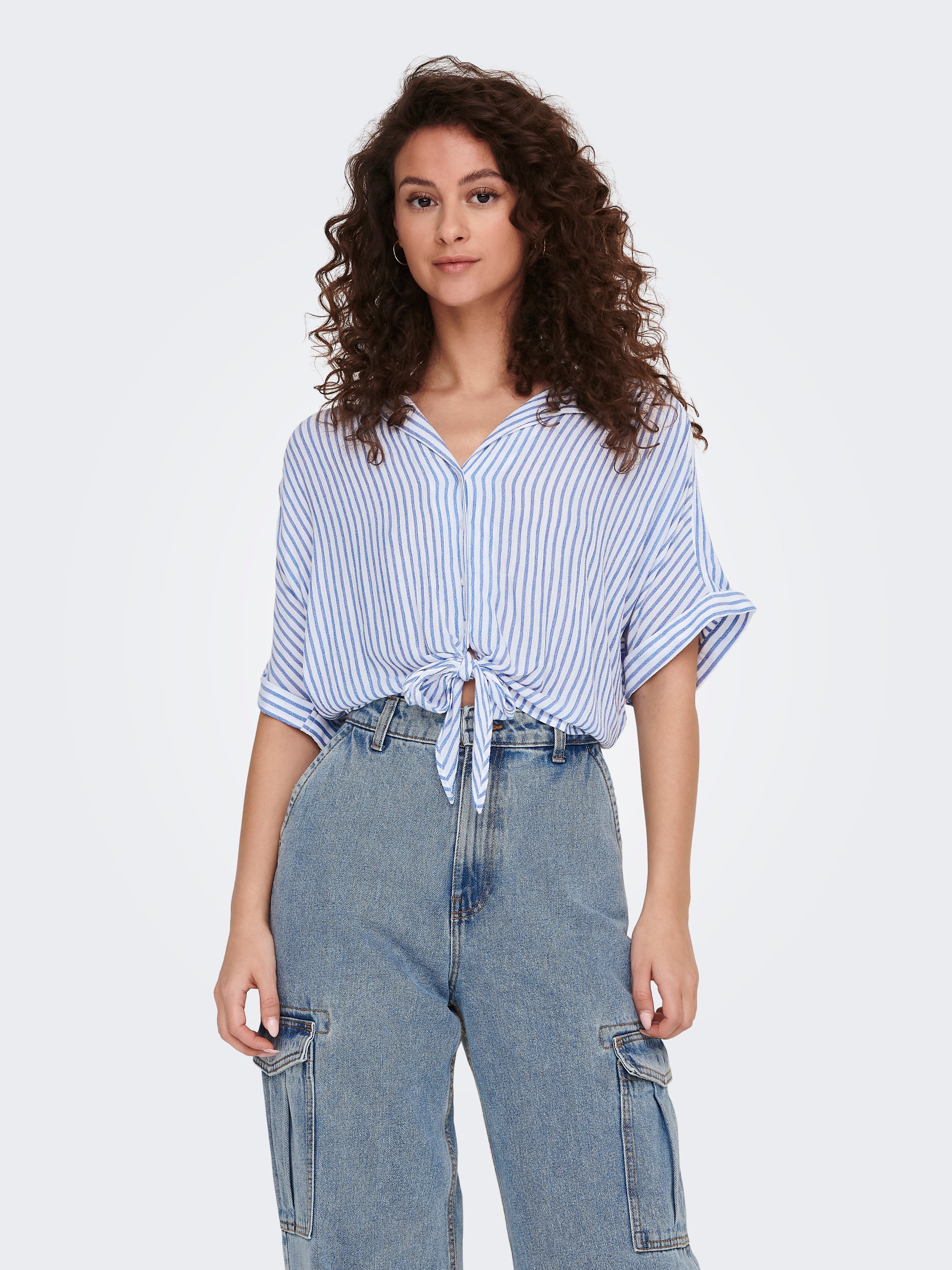 Camicia Paula A Righe Bianco e Azzurro