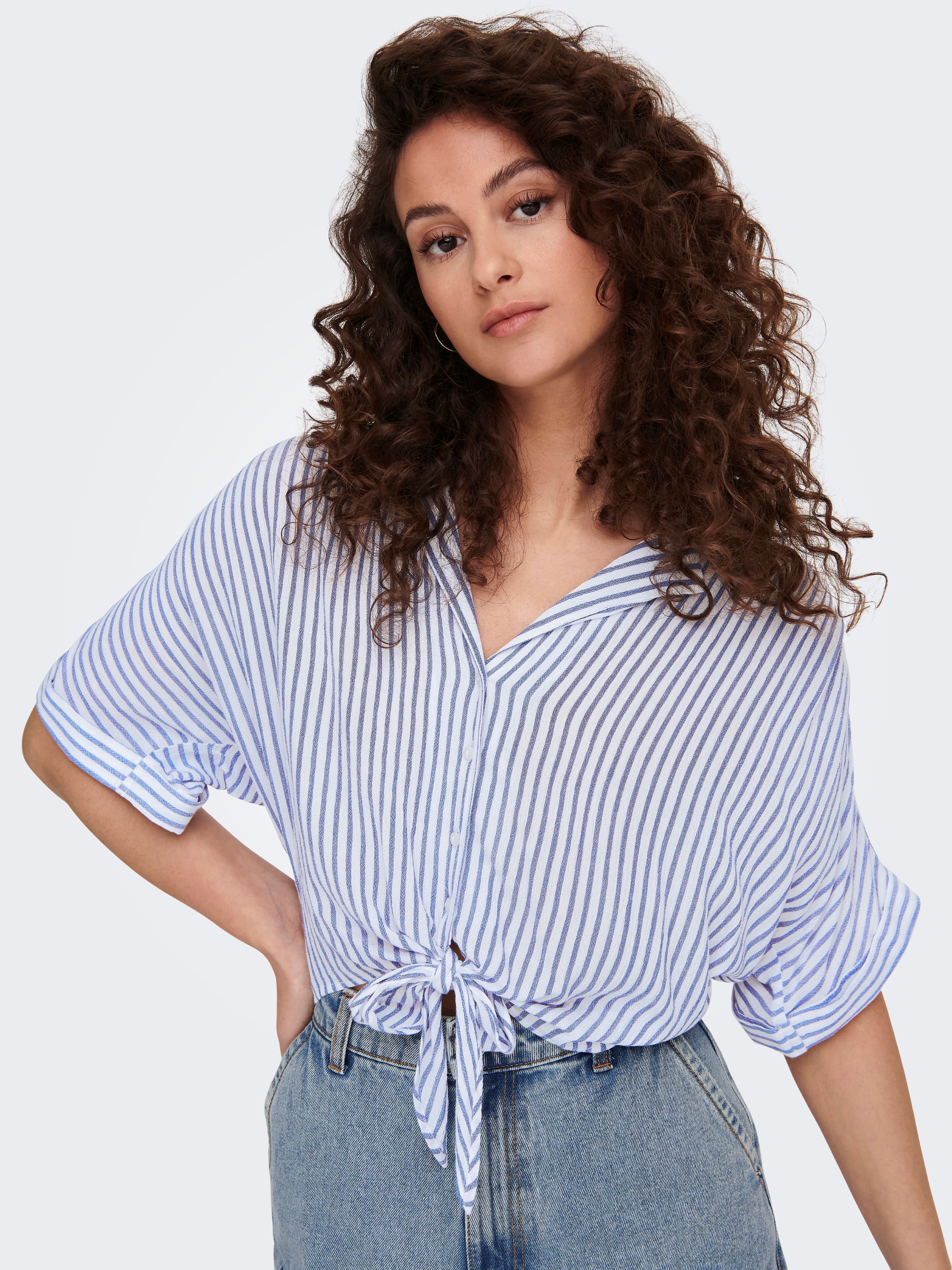 Camicia Paula A Righe Bianco e Azzurro