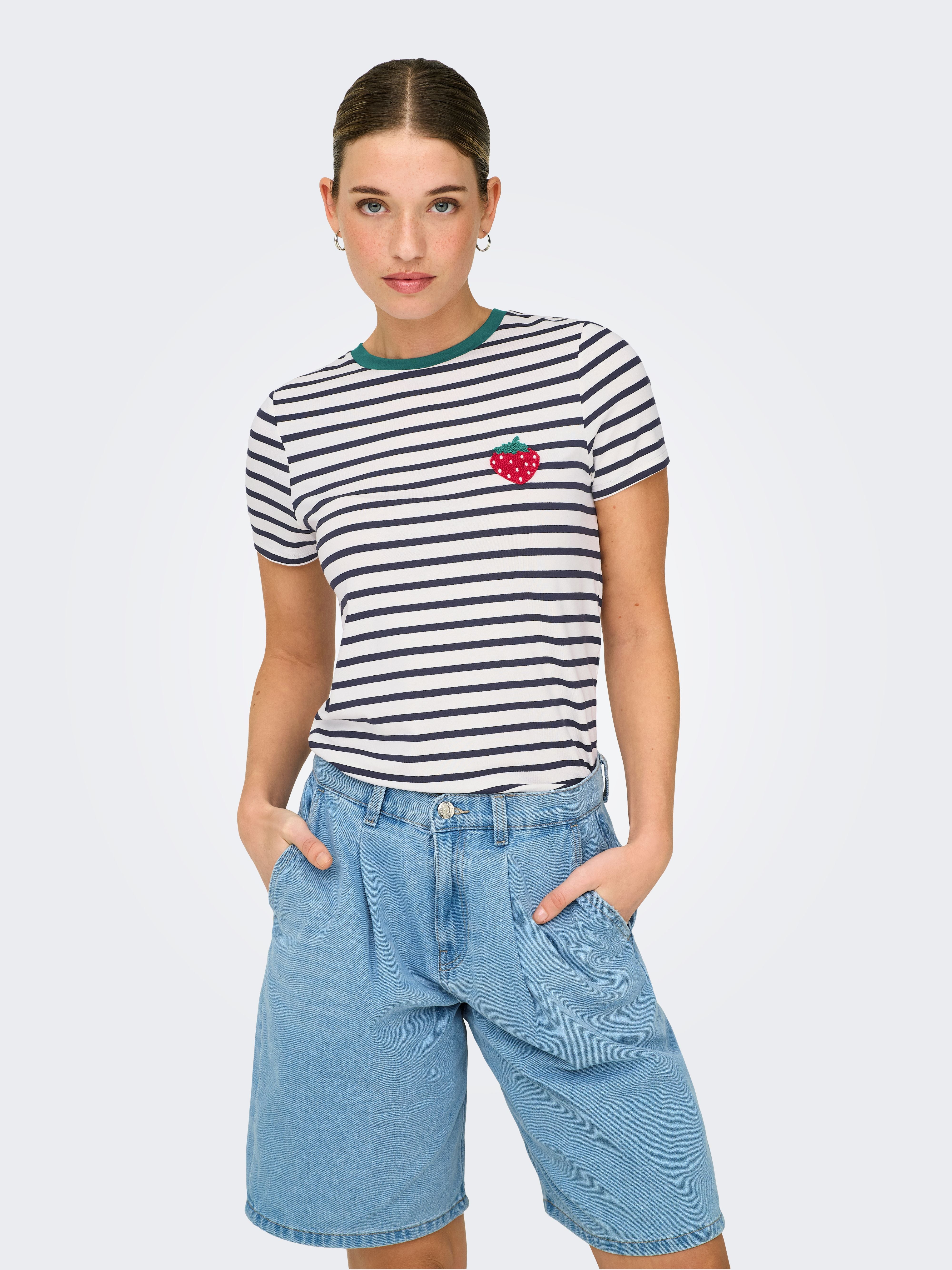 T-shirt Only Righe Fragola